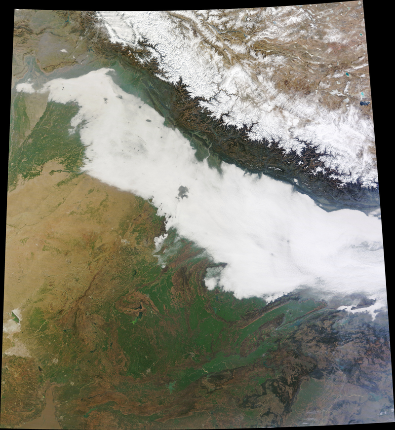 Fog holes over northern India on January 30, 2014.